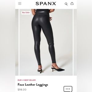 Olive green Spanx days leather leggings XL